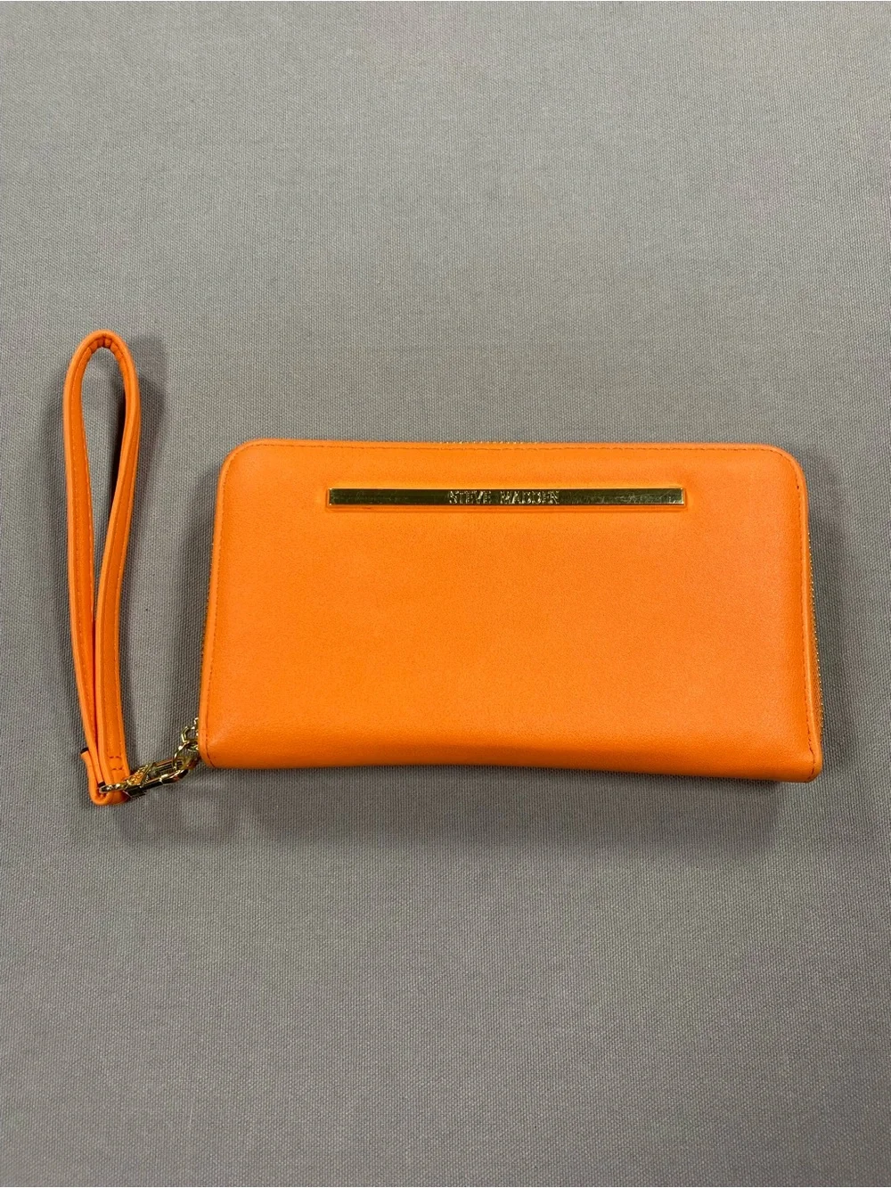 Steve Madden Orange Wristlet with Gold Bar